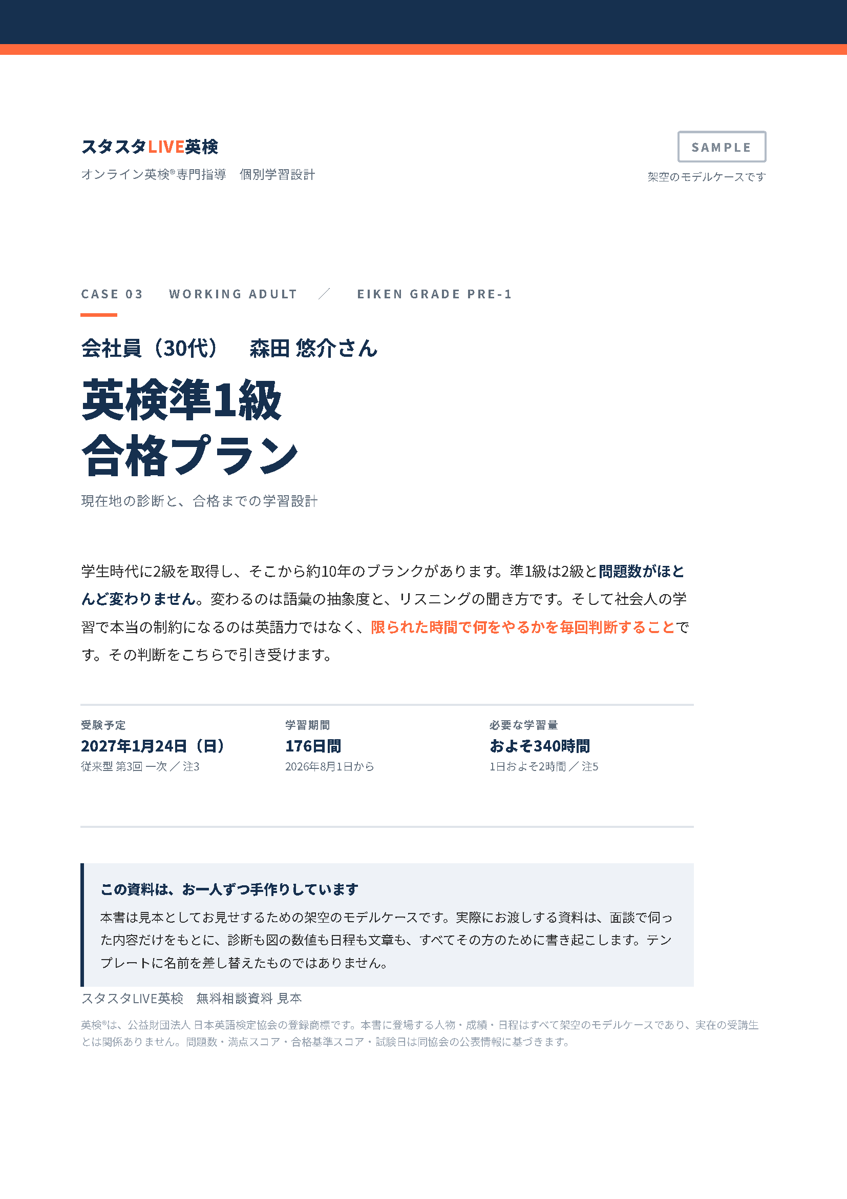 会社員30代・英検準1級 合格プラン見本